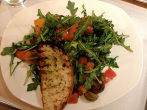 Grilled veggies on arugula