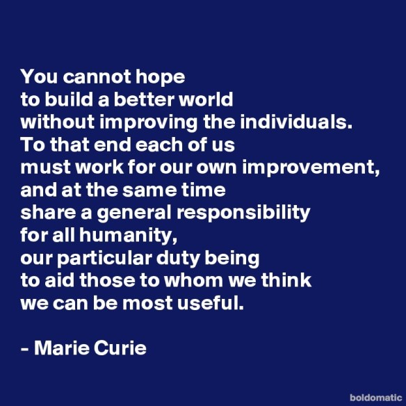 Marie Curie on better world